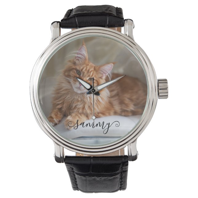 Sött Lockigt Namn Katt Foto Armbandsur (Framsida)