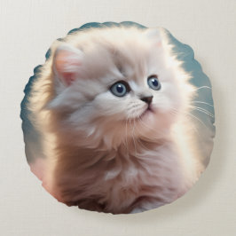 Sött luddigt kattunge rund kudde