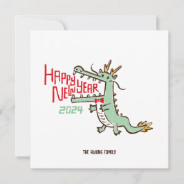 Sött Lunar New Year - År för Drakar 2024 Julkort