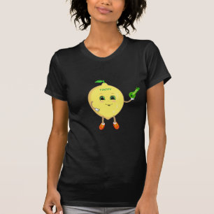 Sött lyckligt citrondjur med en nyckel & kalligraf t shirt