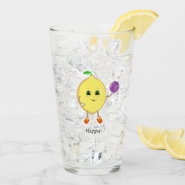 Sött lyckligt citronseriefigurer glaskopp (Bakside Is)