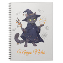 Sött Magisk Katt Halloween Foto Anteckningsbok