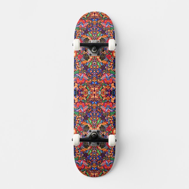 Sött magiskt blommönster mini skateboard bräda 18,5 cm (Framsida)