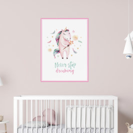 sött magiskt enhörnings flickaktigt rosa barn poster