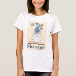 Sött magiskt skrivande kattserie konst design t shirt
