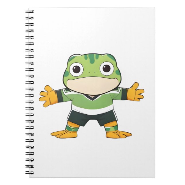 Sött målvakt groda fotboll Kawaii design Anteckningsbok (Framsidan)