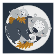 Sött Mamma Bear och Unge Napping