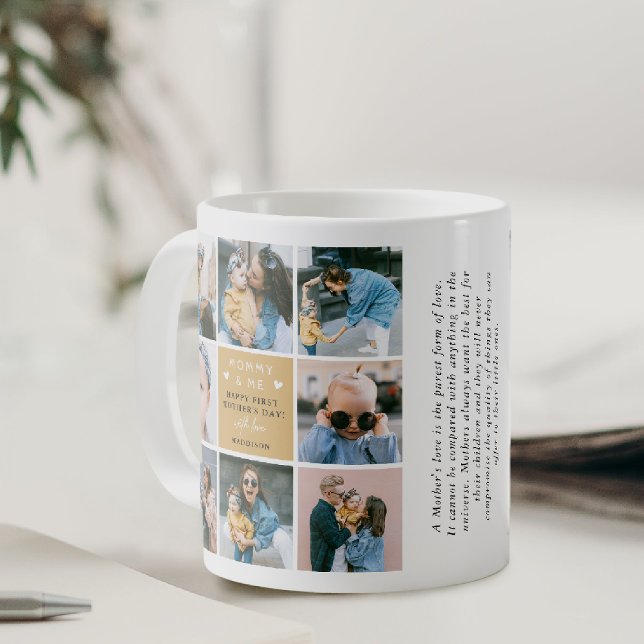 Sött 'Mamma & Jag' fotokollage för första mors dag Kaffemugg (Skapare uppladdad)