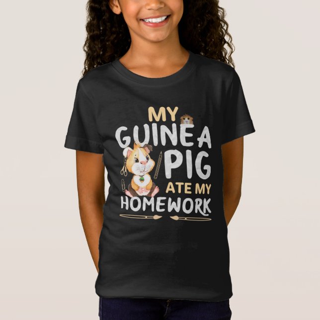 Sött Marsvin åt Min Läxor T Shirt (Framsida)