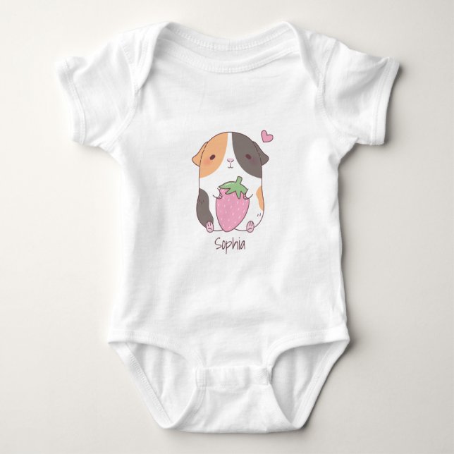 Sött marsvin kramar jordgubbsskämt t shirt (Framsida)