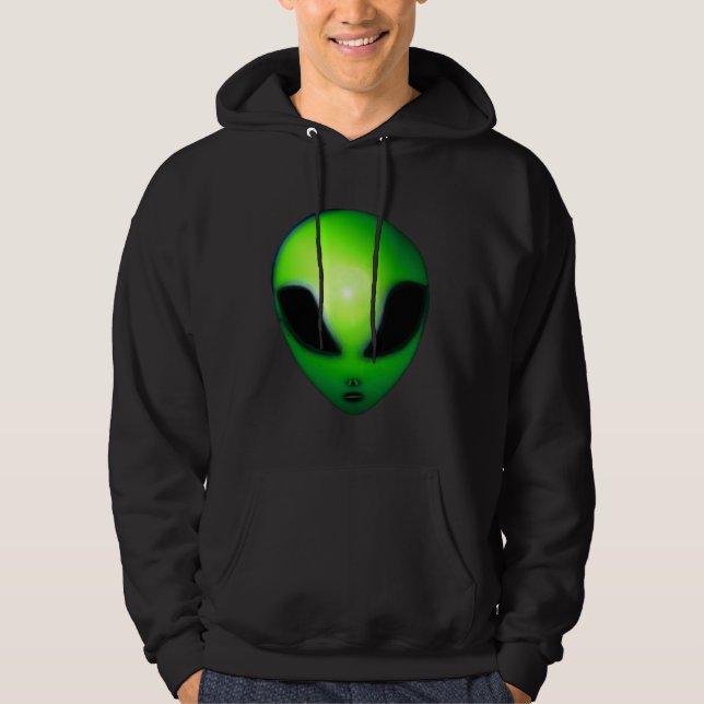 Sött men elakt grönt alien-grej hoodie (Framsida)