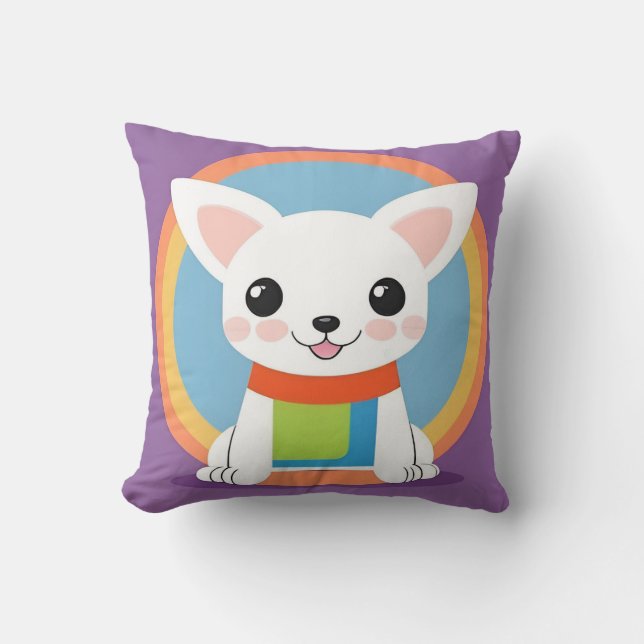 Sött Minimalistisk Tecknad Hund Modern Valp Hemdek Kudde (Framsida)