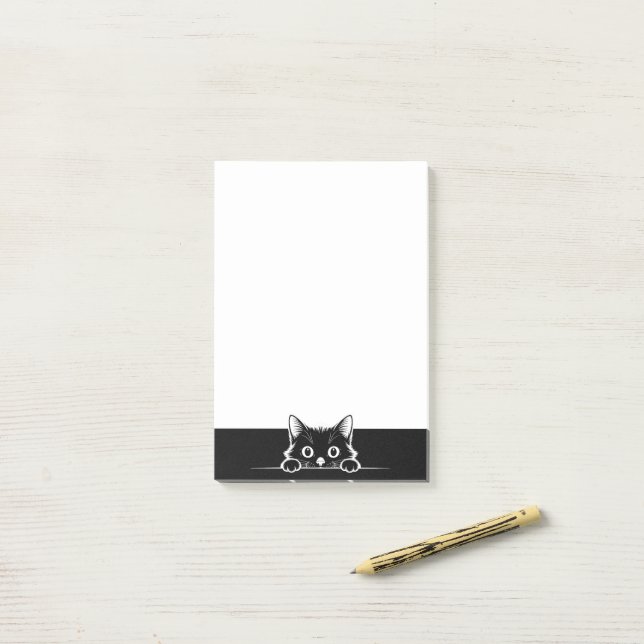Sött minimalistiskt kattdesign - KATT 1a Post-it Block (På skrivbordet)