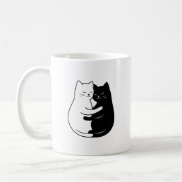 Sött minimalistiskt svart & vitt kattkärleksdesign kaffemugg