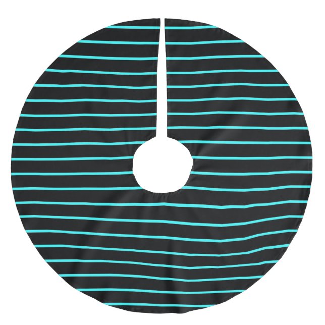 Sött monogram akva svarta ränder  julgransmatta borstad polyester (Framsidan)
