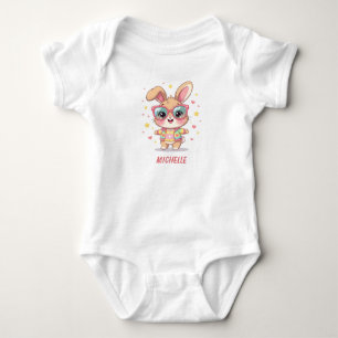 Sött monogram flickaktigt kanin som bär glasögon t shirt