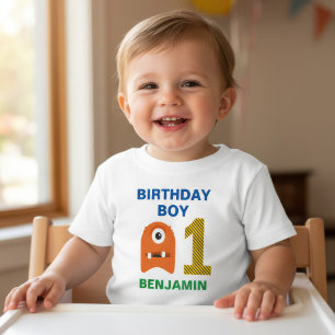 Sött monster 1-års födelsedagsfest t shirt