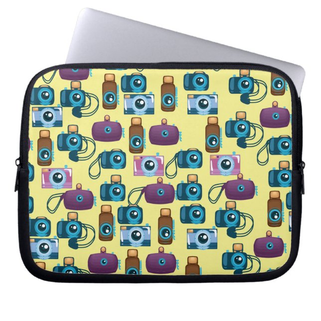 Sött mönster av kameror laptop sleeve (Framsidan)