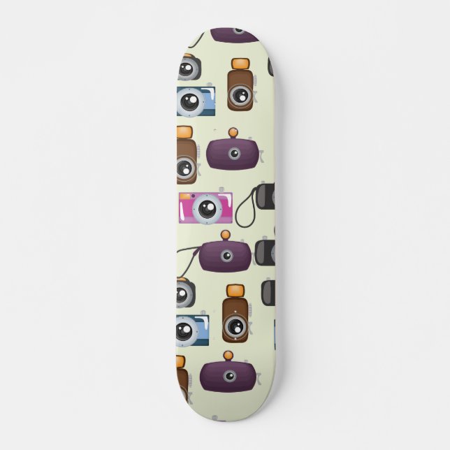 Sött mönster av kameror skateboard bräda 20 cm (Framsida)