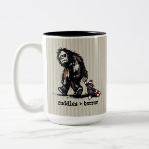 Sött monster Bigfoot Strumpa Apa Leksak Rolig Fras Två-Tonad Mugg