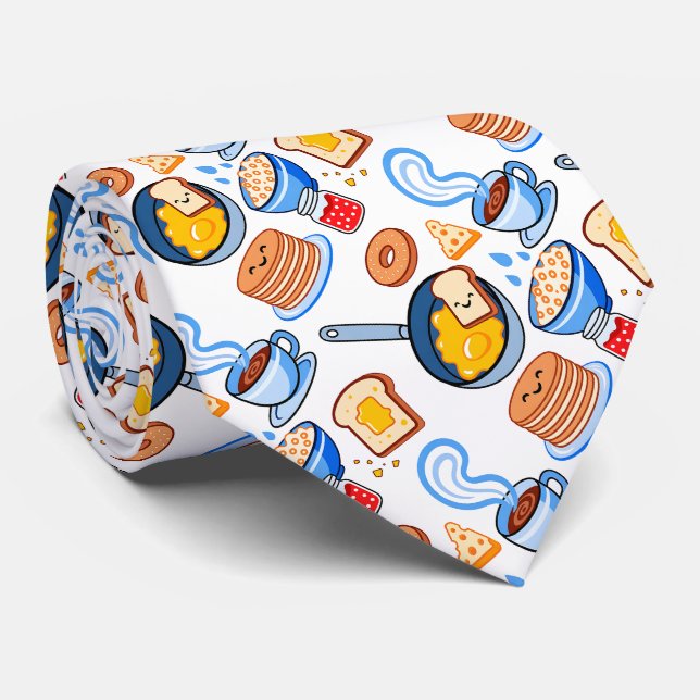 Sött mönster för frukost – Kawaii mat seamless Slips (Rullad)