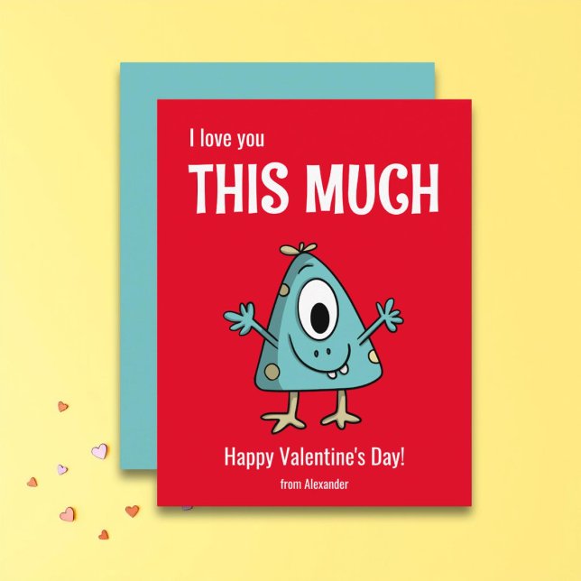 Sött monster God Alla hjärtans dag klassrum Anteckningskort (Skapare uppladdad)