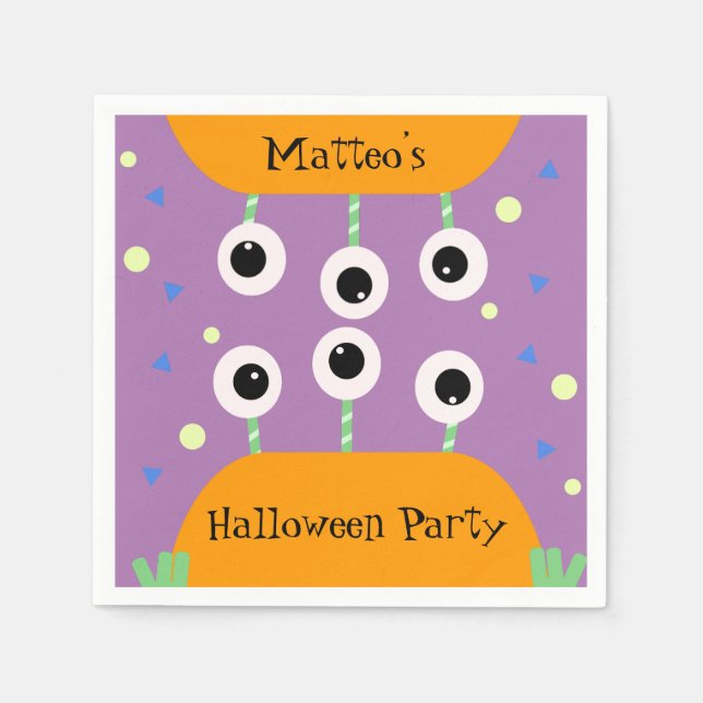 Sött monster Halloween-festkonfetti födelsedag Pappersservett (Framsidan)