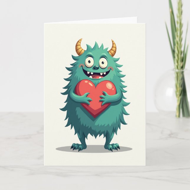 Sött monster hjärlek kort (Framsida)