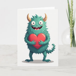 Sött monster kärlek hjärtkort kort