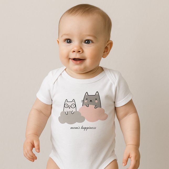 Sött Mönster Kull Cloud T Shirt (Cute Pattern Kitten Cloud Baby Bodysuit)