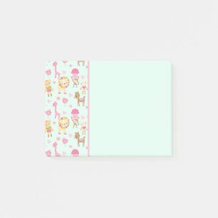 Sött mönster med glada djur och leksaker post-it block