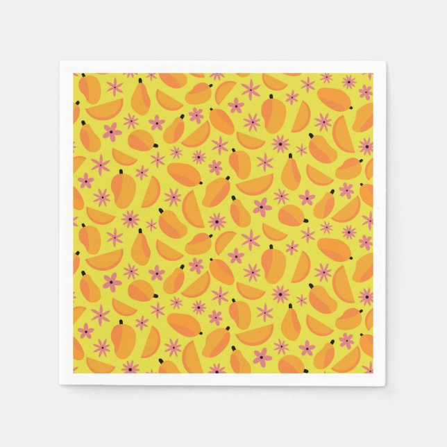 Sött mönster med mangofrukt och blommor  pappersservett (Framsidan)