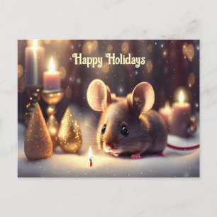Sött mus firar jul vykort