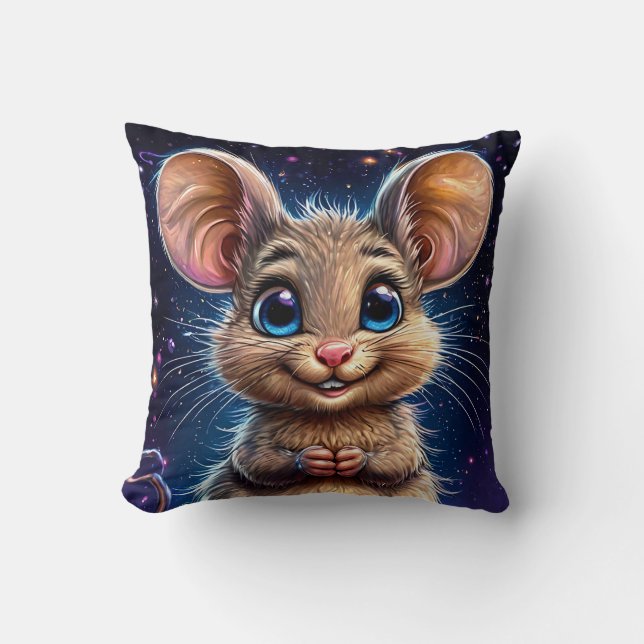 🐭 Sött Mus Mysigt Rumsdekorationspresent ✨ Kudde (Framsida)