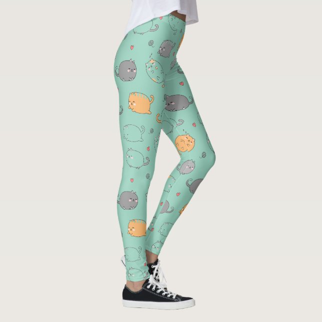 Sött & mysigt sovande kattdrömmar-mönster leggings (Höger)