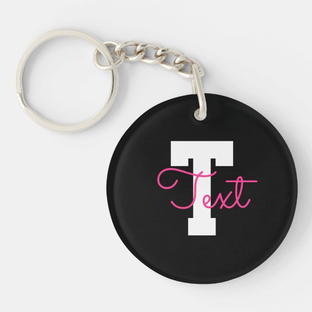 Sött Namn & Monogram | Svart Vitt & Rosa (Framsidan)