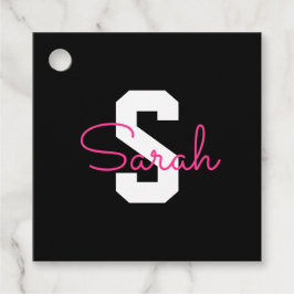 Sött Namn & Monogram | Svart Vitt & Rosa Gåvor Etiketter