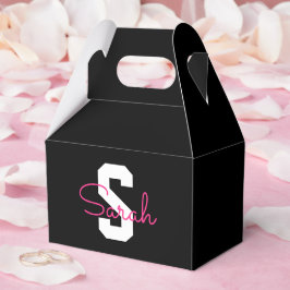 Sött Namn & Monogram | Svart Vitt & Rosa Presentaskar
