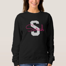 Sött Namn & Monogram | Svart Vitt & Rosa T Shirt