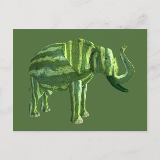 Sött Nationella Vattenmelon Dagen Elefant Vykort (Framsida)