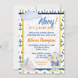 Sött nautiskt tema pojke baby shower inbjudningar
