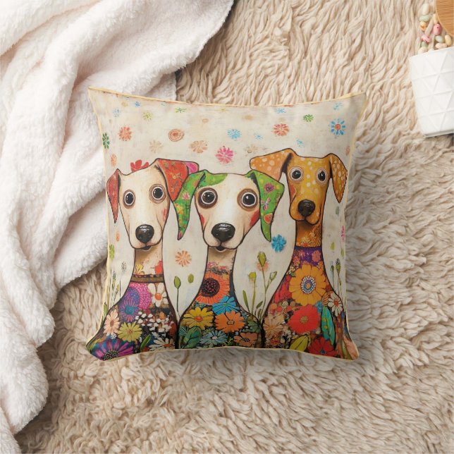Sött och färgglatt hunddesign kudde (Filt)