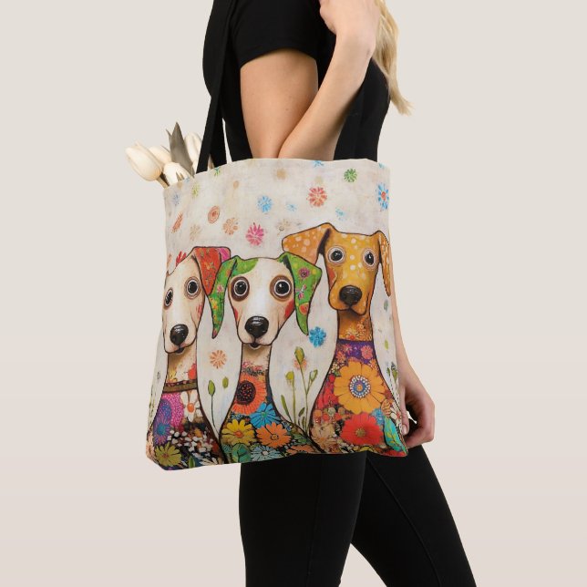 Sött och färgglatt hunddesign tygkasse (Närbild)