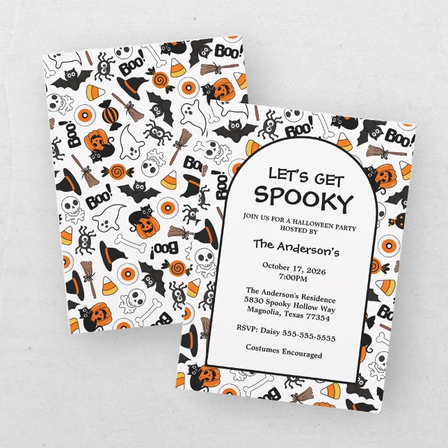 Sött och kusligt Halloween Svart och Orange Inbjudningar (Skapare uppladdad)