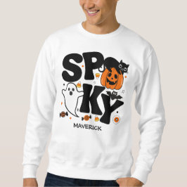 Sött och kusligt Halloween svart och orange Lång Ärmad Tröja