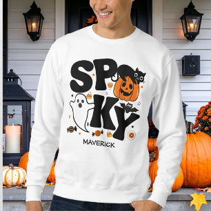 Sött och kusligt Halloween svart och orange Lång Ärmad Tröja