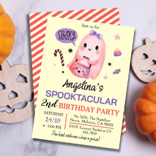 Sött och spooky spökgodis 2:a födelsedagen Hallowe Inbjudningar