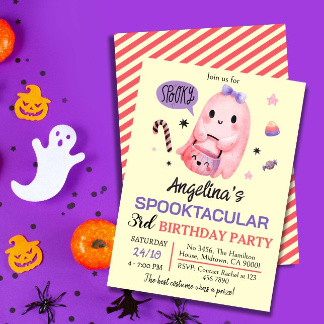 Sött och spooky spökgodis 3:e födelsedagen Hallowe Inbjudningar (Skapare uppladdad)