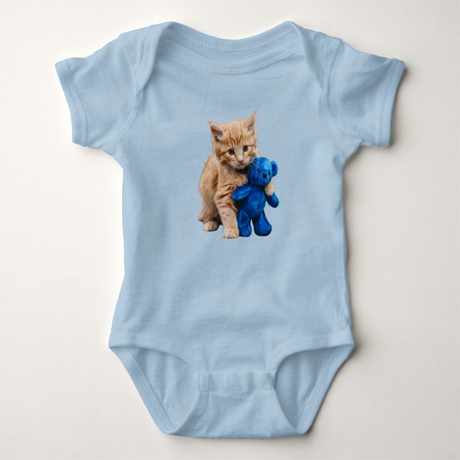 Sött orange katt Teddybjörn T Shirt (Framsida)