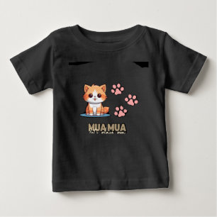 Sött orange kattunge med tassavtryck t shirt